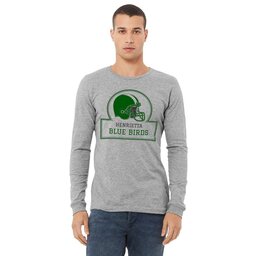 Unisex Long Sleeve Tee - Athletic Heather, Size L with Football Helmet design