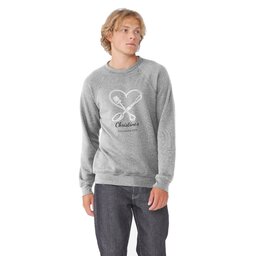 Unisex Sponge Fleece Raglan Sweatshirt - Athletic Heather, Size S with Fork And Spoon design