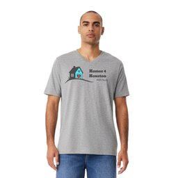 Unisex V-Neck Jersey Tee - Athletic Heather, Size S with Homes 5K design