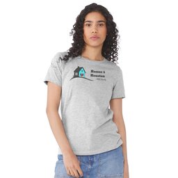 Womens Jersey Short Sleeve Tee - Athletic Heather, Size S with Homes 5K design