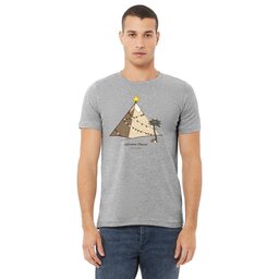 Unisex Jersey Tee - Athletic Heather, Size L with Pyramid Christmas design