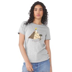 Womens Jersey Short Sleeve Tee - Athletic Heather, Size S with Pyramid Christmas design