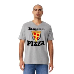 Unisex V-Neck Jersey Tee - Athletic Heather, Size S with Slice Icon design