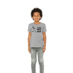 Youth Jersey T-Shirt - Athletic Heather, Size L with Swing Batter design