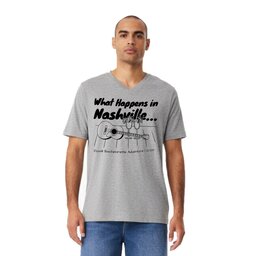 Unisex V-Neck Jersey Tee - Athletic Heather, Size S with What Happens In Nashville design