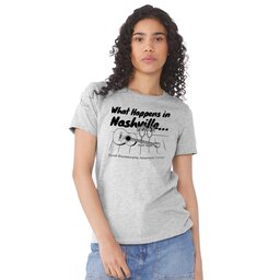 Womens Jersey Short Sleeve Tee - Athletic Heather, Size S with What Happens In Nashville design