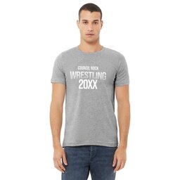 Unisex Jersey Tee - Athletic Heather, Size L with Wrestling Text design