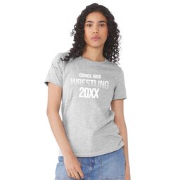 Womens Jersey Short Sleeve Tee - Athletic Heather, Size S with Wrestling Text design