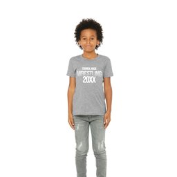 Youth Jersey T-Shirt - Athletic Heather, Size L with Wrestling Text design