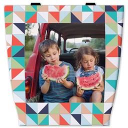 13x13 Canvas Tote with Bright Triangle Tiles design