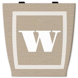 13x13 Canvas Tote with Classic Monogram - Burlap design