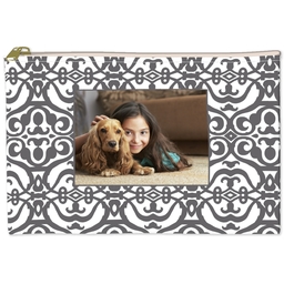 6x8 Accessory Pouch with Gray Damask design