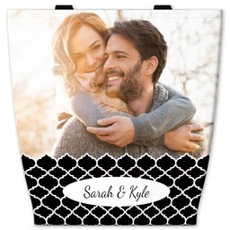 13x13 Canvas Tote with Moroccan Fence - Black  & White design