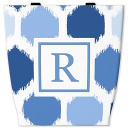 13x13 Canvas Tote with Blue Batik Monogram design