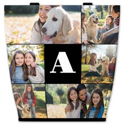 13x13 Canvas Tote with Picture Grid - Monogram 7 Square - Black design