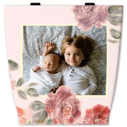 13x13 Canvas Tote with Soft Floral Pink design