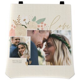 Woven Tapestry Tote with Botanical Wedding Love design