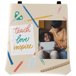 Woven Tapestry Tote with Teacher Inspiration design