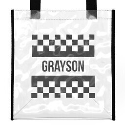 Stadium Tote Bag with Checkered Name design