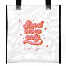 Stadium Tote Bag with Good Vibes Only design