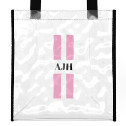 Stadium Tote Bag with Pink Stripe Monogram design