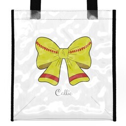Stadium Tote Bag with Softball Bow design
