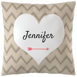 20x20 Throw Pillow with Big Heart Chevron design