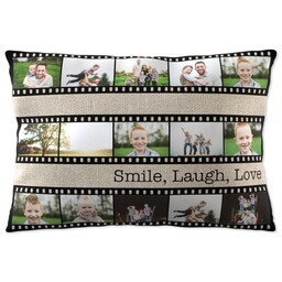 14x20 Throw Pillow with Burlap Filmstrip Brown Collage design