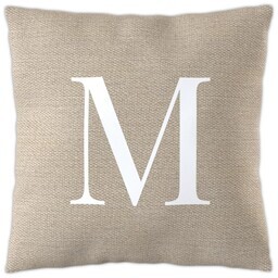 20x20 Throw Pillow with Burlap Monogram Text design