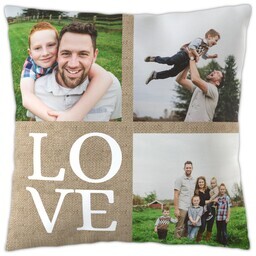 20x20 Throw Pillow with Love Burlap Photo Collage design