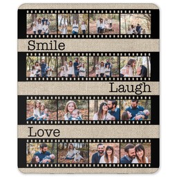 50x60 Sherpa Fleece Photo Blanket with Burlap Filmstrip design