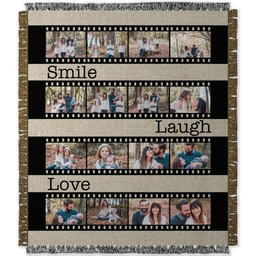 50x60 Photo Woven Throw with Burlap Filmstrip design