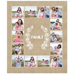 50x60 Plush Fleece Blanket with Burlap Laurel Family design