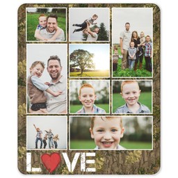 50x60 Sherpa Fleece Photo Blanket with Camo Love design