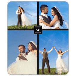 50x60 Sherpa Fleece Photo Blanket with Classic Monogram Grid (Multiple Options) design