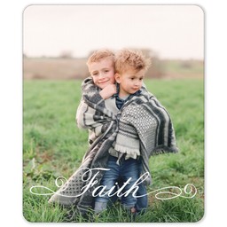 50x60 Sherpa Fleece Photo Blanket with Elegant Script Faith (Black Or White) design