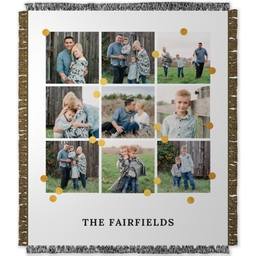 50x60 Photo Woven Throw with Gold Dots design