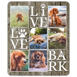50x60 Sherpa Fleece Photo Blanket with Live Love Bark design