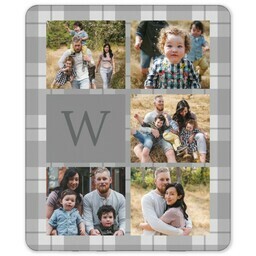 50x60 Sherpa Fleece Photo Blanket with Plaid Monagram design