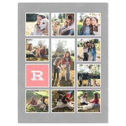 30x40 Mink Fleece Photo Blanket with Simple Monogram Collage design