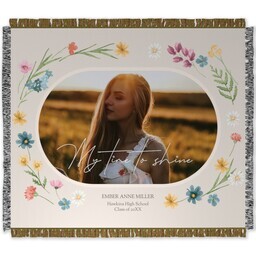 50x60 Photo Woven Throw with Pocketful of Posies design