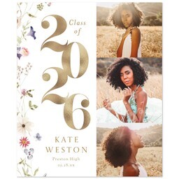 50x60 Plush Fleece Blanket with Golden Floral Graduation Year design