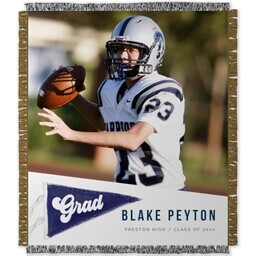 50x60 Photo Woven Throw with Grads Pennant  design