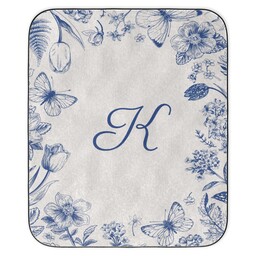Stadium Blanket 50x60 with Blue Toile Monogram design