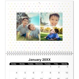 8.5x11, 12 Month Photo Calendar with Baby Dots design