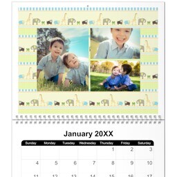 8.5x11, 12 Month Photo Calendar with Baby Friends design