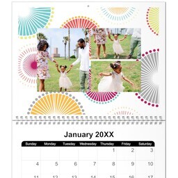 8.5x11, 12 Month Photo Calendar with Bright Geo design