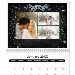 8.5x11, 12 Month Photo Calendar with Floral Chalkboard design