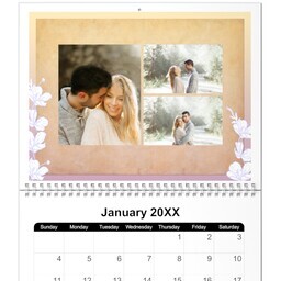 8.5x11, 12 Month Photo Calendar with Floral Serenity design