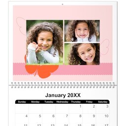 8.5x11, 12 Month Photo Calendar with Flutter design